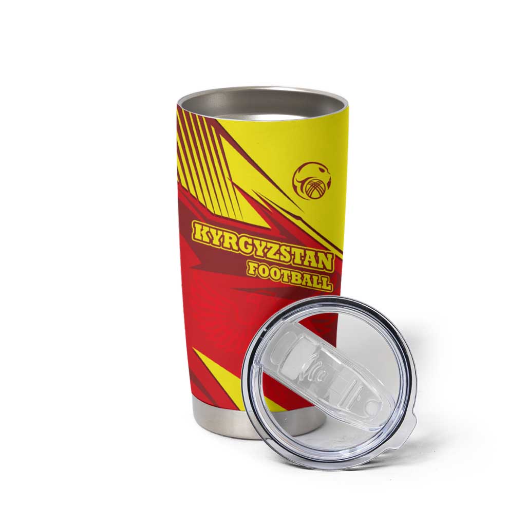 Kyrgyzstan Football Tumbler Cup Red and Yellow Sports with National Emblem Design