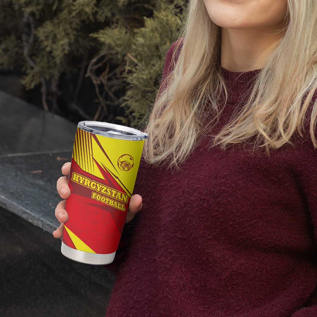 Kyrgyzstan Football Tumbler Cup Red and Yellow Sports with National Emblem Design