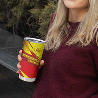 Kyrgyzstan Football Tumbler Cup Red and Yellow Sports with National Emblem Design