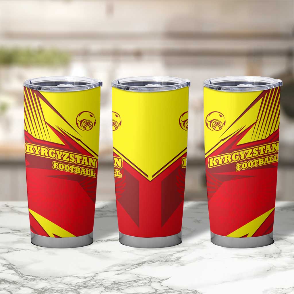Kyrgyzstan Football Tumbler Cup Red and Yellow Sports with National Emblem Design