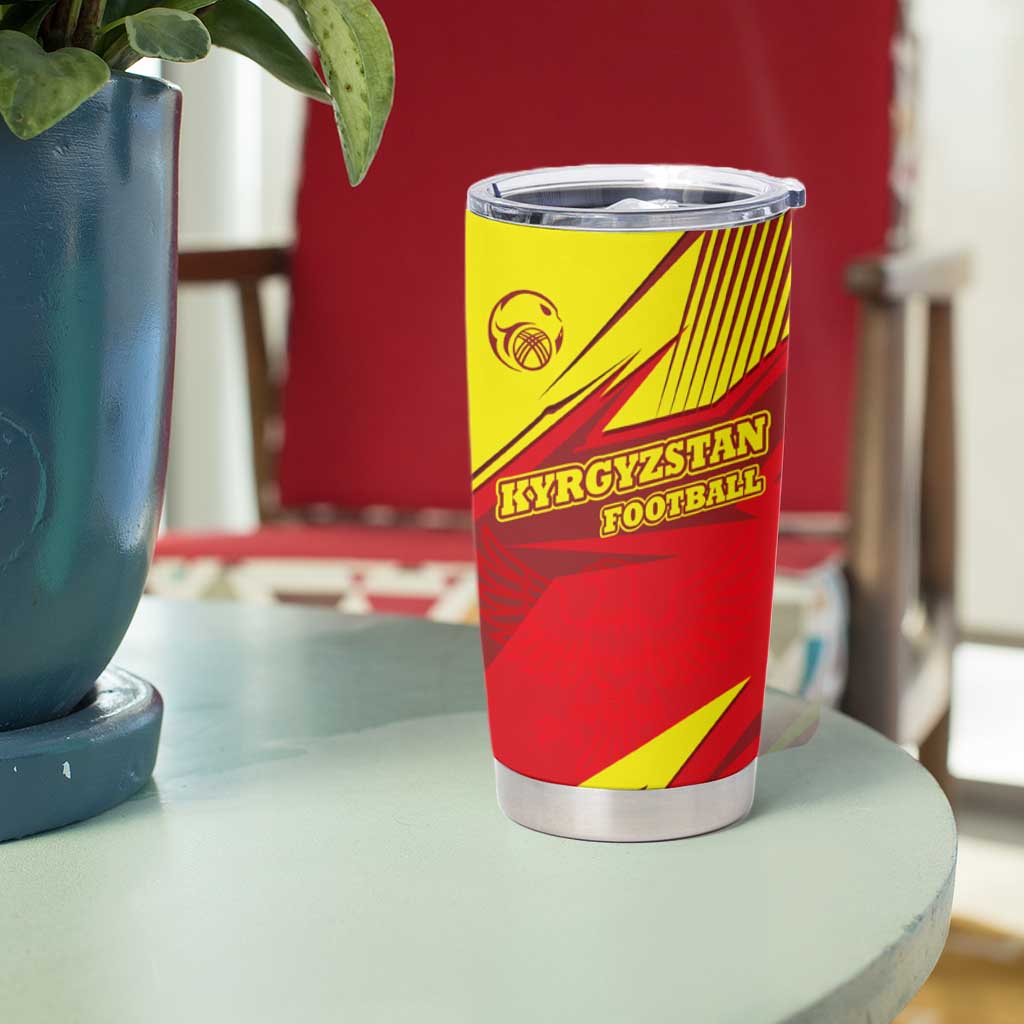 Kyrgyzstan Football Tumbler Cup Red and Yellow Sports with National Emblem Design