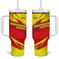 Kyrgyzstan Football Tumbler With Handle Red and Yellow Sports with National Emblem Design