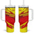 Kyrgyzstan Football Tumbler With Handle Red and Yellow Sports with National Emblem Design