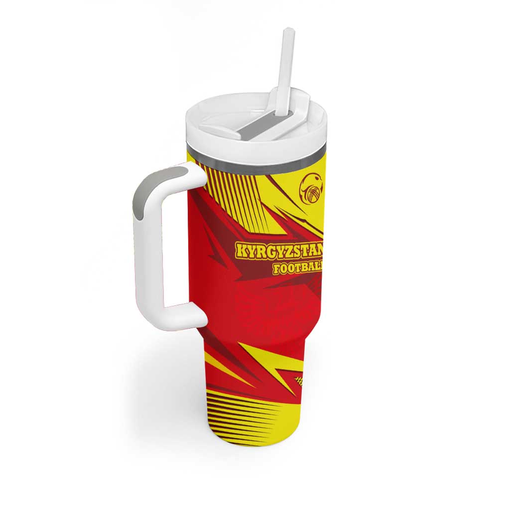 Kyrgyzstan Football Tumbler With Handle Red and Yellow Sports with National Emblem Design