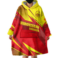 Kyrgyzstan Football Wearable Blanket Hoodie Red and Yellow Sports with National Emblem Design