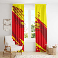 Kyrgyzstan Football Window Curtain Red and Yellow Sports with National Emblem Design