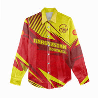 Kyrgyzstan Football Women Casual Shirt Red and Yellow Sports with National Emblem Design
