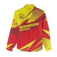 Kyrgyzstan Football Women Casual Shirt Red and Yellow Sports with National Emblem Design
