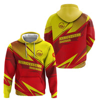Kyrgyzstan Football Zip Hoodie Red and Yellow Sports with National Emblem Design