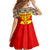 Kyrgyzstan Eagle and Tulip Family Matching Mermaid Dress and Hawaiian Shirt with Red Ethnic Pattern with National Sun Emblem - Wonder Print Shop