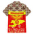 Kyrgyzstan Eagle and Tulip Family Matching Off Shoulder Short Dress and Hawaiian Shirt with Red Ethnic Pattern with National Sun Emblem - Wonder Print Shop