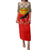 Kyrgyzstan Eagle and Tulip Family Matching Puletasi and Hawaiian Shirt with Red Ethnic Pattern with National Sun Emblem - Wonder Print Shop