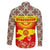 Kyrgyzstan Eagle and Tulip Family Matching Short Sleeve Bodycon Dress and Hawaiian Shirt with Red Ethnic Pattern with National Sun Emblem - Wonder Print Shop