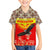 Kyrgyzstan Eagle and Tulip Family Matching Short Sleeve Bodycon Dress and Hawaiian Shirt with Red Ethnic Pattern with National Sun Emblem - Wonder Print Shop