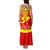 Kyrgyzstan Eagle and Tulip Family Matching Tank Maxi Dress and Hawaiian Shirt with Red Ethnic Pattern with National Sun Emblem - Wonder Print Shop