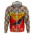 Kyrgyzstan Eagle and Tulip Hoodie with Red Ethnic Pattern with National Sun Emblem - Wonder Print Shop