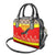Kyrgyzstan Eagle and Tulip Shoulder Handbag with Red Ethnic Pattern with National Sun Emblem - Wonder Print Shop