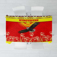 Kyrgyzstan Eagle and Tulip Tablecloth with Red Ethnic Pattern with National Sun Emblem - Wonder Print Shop
