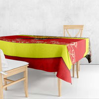 Kyrgyzstan Eagle and Tulip Tablecloth with Red Ethnic Pattern with National Sun Emblem - Wonder Print Shop