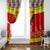 Kyrgyzstan Eagle and Tulip Window Curtain with Red Ethnic Pattern with National Sun Emblem - Wonder Print Shop