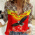 Kyrgyzstan Eagle and Tulip Women Casual Shirt with Red Ethnic Pattern with National Sun Emblem - Wonder Print Shop