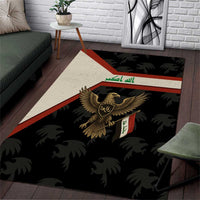 Iraq Golden Eagle Emblem Area Rug with Flag Stripes and National Arabic Script Design - Wonder Print Shop