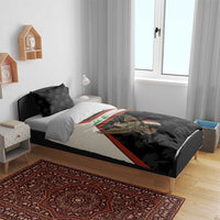 Iraq Golden Eagle Emblem Bedding Set with Flag Stripes and National Arabic Script Design - Wonder Print Shop