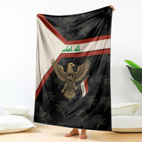 Iraq Golden Eagle Emblem Blanket with Flag Stripes and National Arabic Script Design - Wonder Print Shop