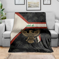 Iraq Golden Eagle Emblem Blanket with Flag Stripes and National Arabic Script Design - Wonder Print Shop