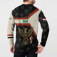 Iraq Golden Eagle Emblem Button Sweatshirt with Flag Stripes and National Arabic Script Design - Wonder Print Shop