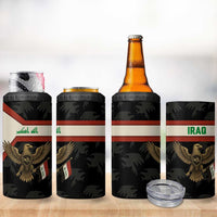 Iraq Golden Eagle Emblem 4 in 1 Can Cooler Tumbler with Flag Stripes and National Arabic Script Design - Wonder Print Shop