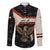 Iraq Golden Eagle Emblem Family Matching Long Sleeve Bodycon Dress and Hawaiian Shirt with Flag Stripes and National Arabic Script Design - Wonder Print Shop