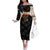 Iraq Golden Eagle Emblem Family Matching Off The Shoulder Long Sleeve Dress and Hawaiian Shirt with Flag Stripes and National Arabic Script Design - Wonder Print Shop