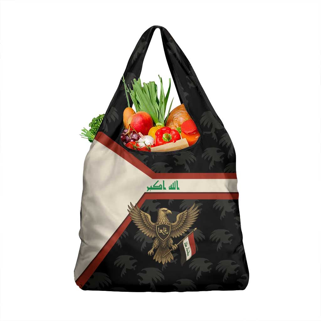 Iraq Golden Eagle Emblem Grocery Bag with Flag Stripes and National Arabic Script Design - Wonder Print Shop