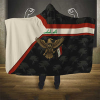 Iraq Golden Eagle Emblem Hooded Blanket with Flag Stripes and National Arabic Script Design - Wonder Print Shop