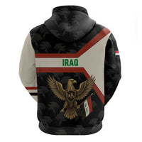 Iraq Golden Eagle Emblem Hoodie with Flag Stripes and National Arabic Script Design - Wonder Print Shop