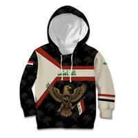 Iraq Golden Eagle Emblem Kid Hoodie with Flag Stripes and National Arabic Script Design - Wonder Print Shop