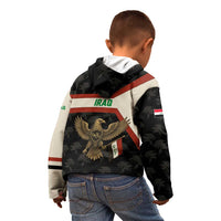 Iraq Golden Eagle Emblem Kid Hoodie with Flag Stripes and National Arabic Script Design - Wonder Print Shop