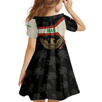 Iraq Golden Eagle Emblem Kid Short Sleeve Dress with Flag Stripes and National Arabic Script Design - Wonder Print Shop