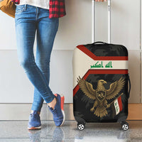 Iraq Golden Eagle Emblem Luggage Cover with Flag Stripes and National Arabic Script Design - Wonder Print Shop