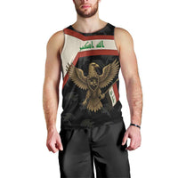 Iraq Golden Eagle Emblem Men Tank Top with Flag Stripes and National Arabic Script Design - Wonder Print Shop