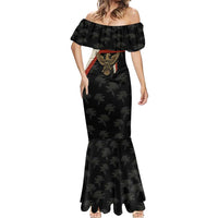 Iraq Golden Eagle Emblem Mermaid Dress with Flag Stripes and National Arabic Script Design - Wonder Print Shop