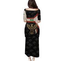 Iraq Golden Eagle Emblem Puletasi with Flag Stripes and National Arabic Script Design - Wonder Print Shop