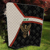 Iraq Golden Eagle Emblem Quilt with Flag Stripes and National Arabic Script Design - Wonder Print Shop