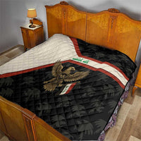 Iraq Golden Eagle Emblem Quilt with Flag Stripes and National Arabic Script Design - Wonder Print Shop