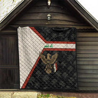 Iraq Golden Eagle Emblem Quilt with Flag Stripes and National Arabic Script Design - Wonder Print Shop