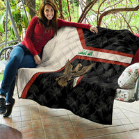 Iraq Golden Eagle Emblem Quilt with Flag Stripes and National Arabic Script Design - Wonder Print Shop