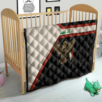 Iraq Golden Eagle Emblem Quilt with Flag Stripes and National Arabic Script Design - Wonder Print Shop