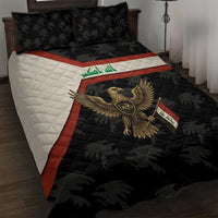 Iraq Golden Eagle Emblem Quilt Bed Set with Flag Stripes and National Arabic Script Design - Wonder Print Shop