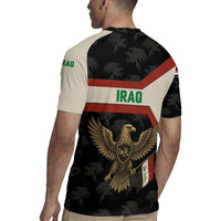 Iraq Golden Eagle Emblem Rugby Jersey with Flag Stripes and National Arabic Script Design - Wonder Print Shop